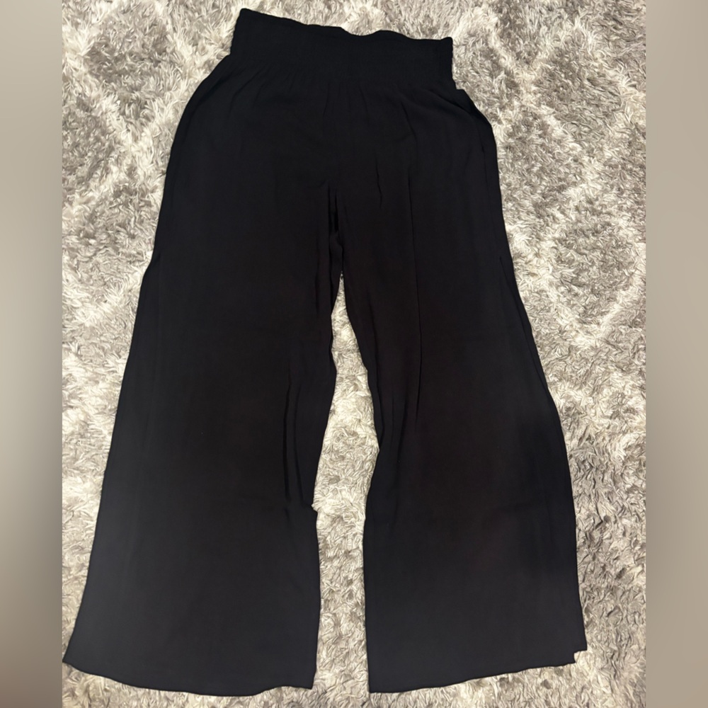 Women's Black Wide-Leg Beach Pants - Kona Sol Size Large NWOT